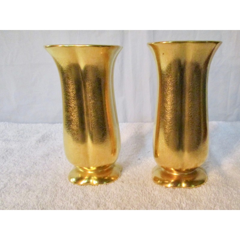 Gold Lustre ceramics, Ceramic Pickard Vases